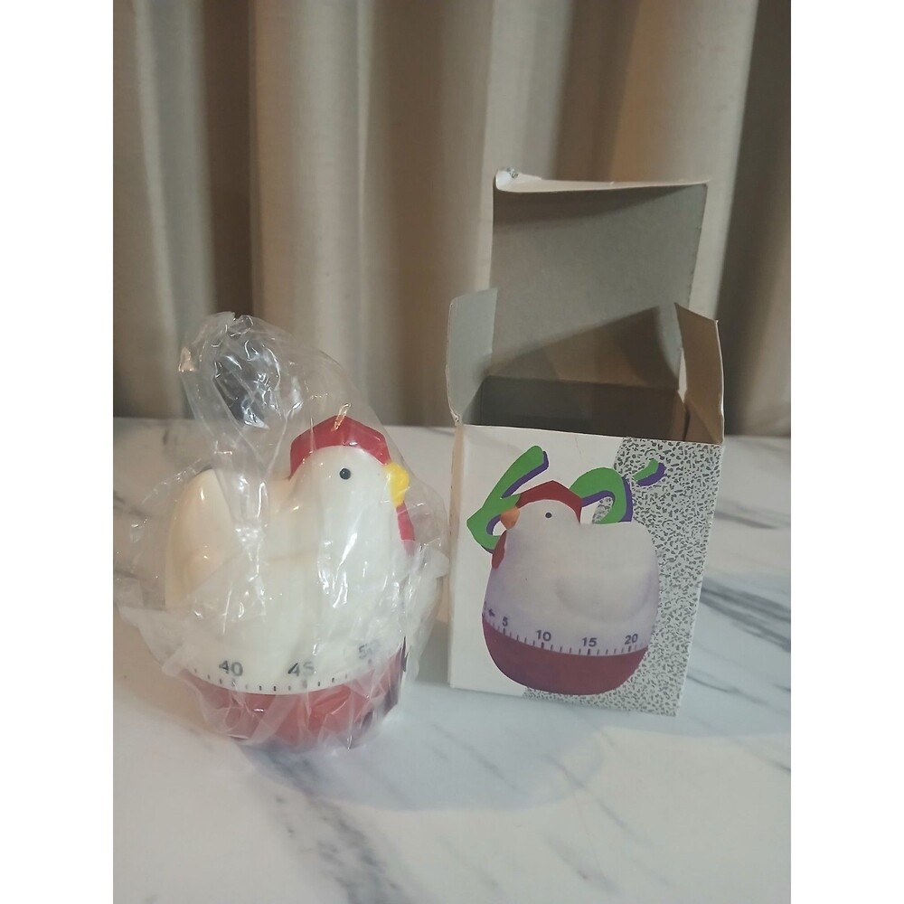 Vintage Chicken Kitchen Timer 60 Min Retro Red White Rooster Timer New